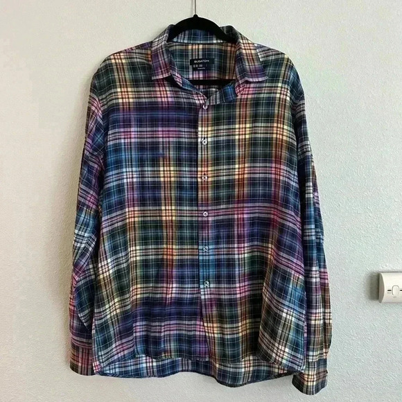 BUGATCHI Check Plaid Colorful Cotton Long Sleeve Button Down Shirt XL - Picture 4 of 8